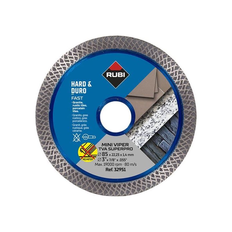 Rubi Tiling Tools TVA 85 SUPERPRO Mini Turbo Viper Diamond Blade 85mm RUBI TILING TOOLS - RockBottom Nothampton