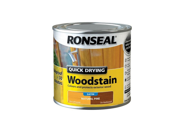Ronseal Quick Drying Woodstain Satin Natural Pine 250ml Ronseal - RockBottom Nothampton