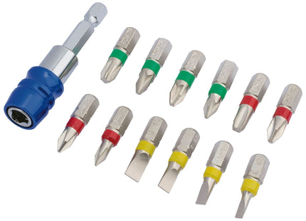 Draper Coloured Screwdriver Bit Set With Magnetic Holder (13 Piece) 82401 Draper - Town Tools 