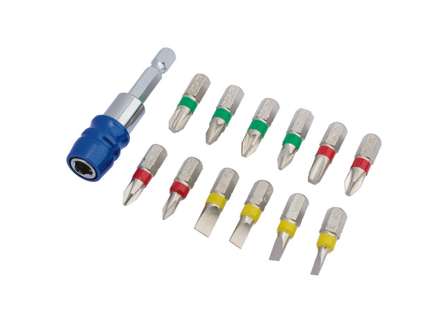 Draper Coloured Screwdriver Bit Set With Magnetic Holder (13 Piece) 82401 Draper - Town Tools 