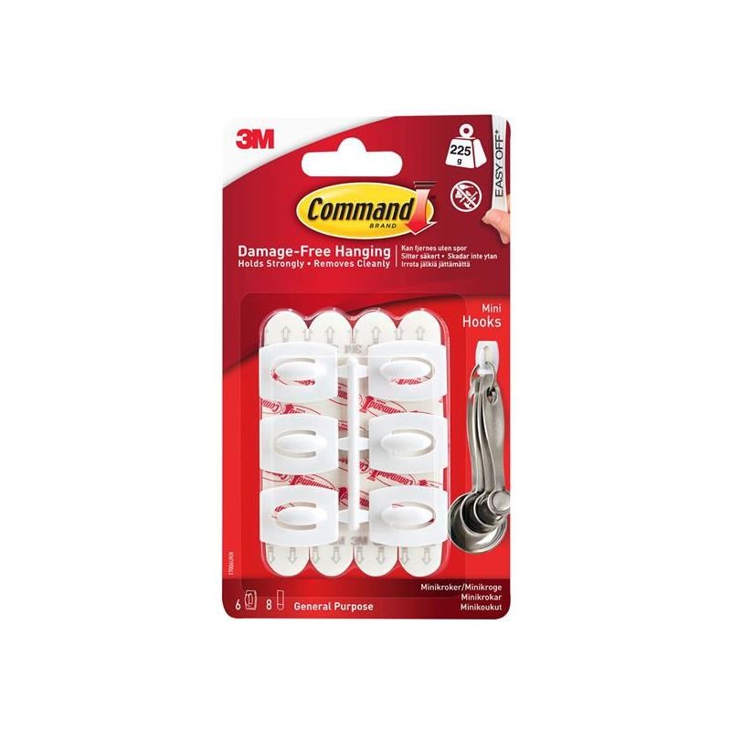 Command™ White Mini Hooks (Pack 6) Command™ - RockBottom Northampton