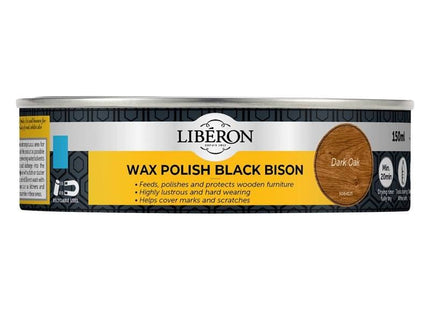 Liberon Black Bison Wax Paste Dark Oak 150ml Liberon - RockBottom Northampton