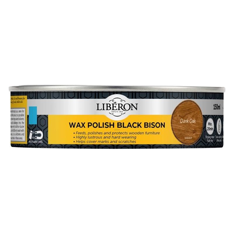 Liberon Black Bison Wax Paste Dark Oak 150ml Liberon - RockBottom Northampton