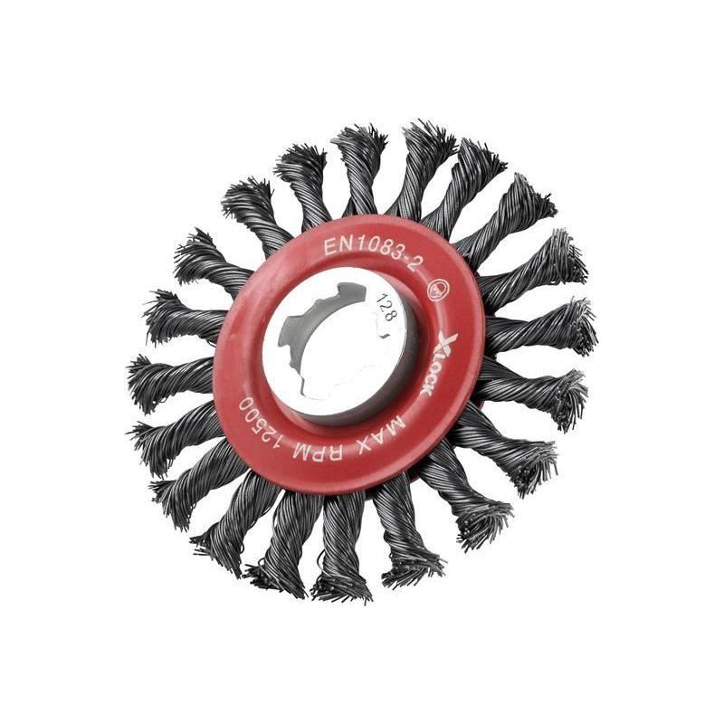 Faithfull X-LOCK Conical Wire Brush 115mm M14x2, 0.50mm Steel Wire Faithfull - RockBottom Northampton