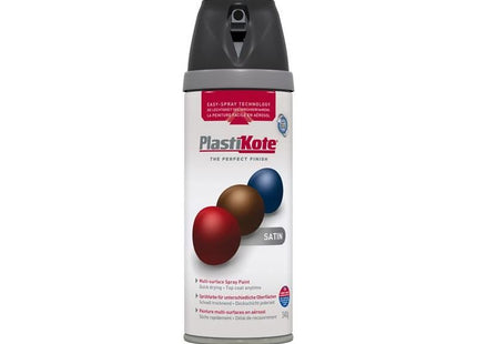 Plastikote Twist & Spray Satin Black 400ml PlastiKote - RockBottom Nothampton