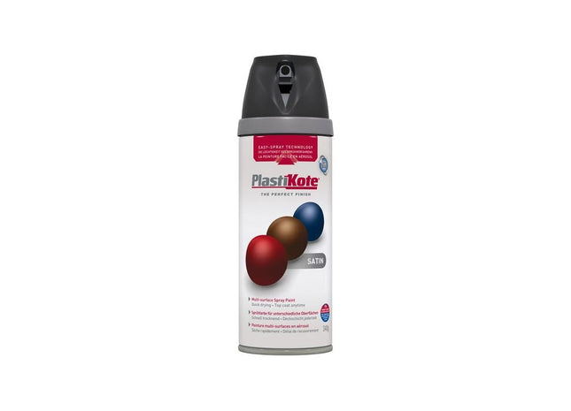 Plastikote Twist & Spray Satin Black 400ml PlastiKote - RockBottom Nothampton