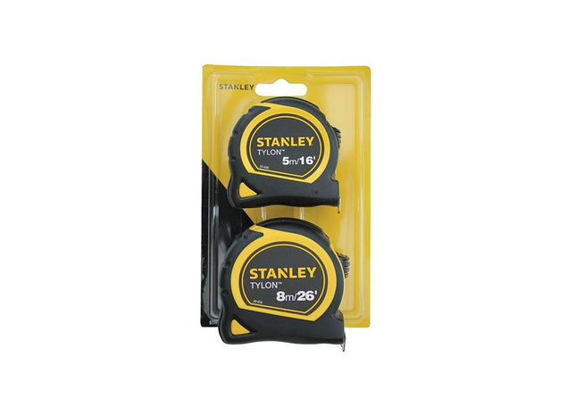 Stanley® Hand Tools Tylon™ Pocket Tapes 5m/16ft + 8m/26ft (Twin Pack) STANLEY® Hand Tools - RockBottom Nothampton
