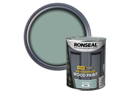 Ronseal 10 Year Weatherproof Wood Paint Duck Egg Blue Satin 750ml Ronseal - RockBottom Nothampton