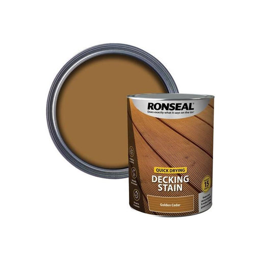 Ronseal Quick Drying Decking Stain Golden Cedar 5 litre Ronseal - RockBottom Nothampton