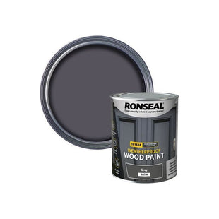 Ronseal 10 Year Weatherproof Wood Paint Grey Satin 750ml Ronseal - RockBottom Nothampton