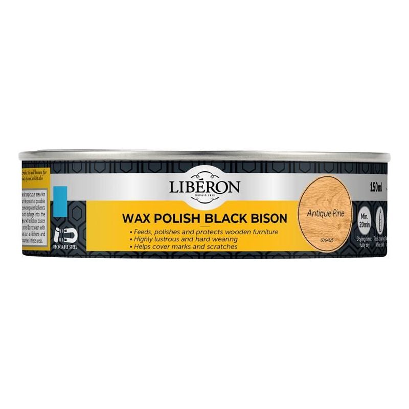 Liberon Black Bison Wax Paste Antique Pine 150ml Liberon - RockBottom Northampton