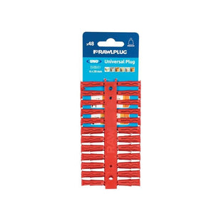 Rawlplug Red UNO® Plugs 6 x 28mm (Card 48) Rawlplug - RockBottom Nothampton