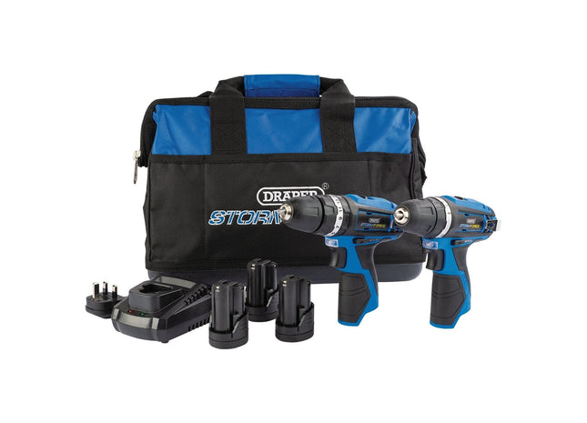 Draper Storm Force 10.8V Power Interchange Combi Drill and Rotary Drill Twin Kit Draper - Town Tools 