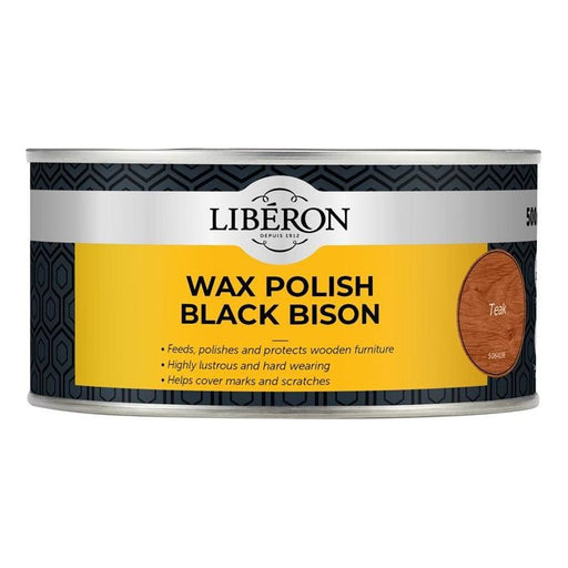 Liberon Black Bison Wax Paste Teak 500ml Liberon - RockBottom Northampton