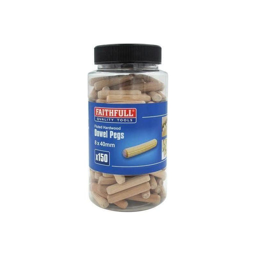 Faithfull Wood Dowels Fluted 40 x 8mm (Tub 150) Faithfull - RockBottom Northampton