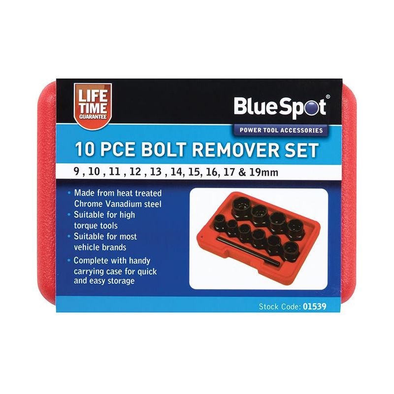 Bluespot Tools Bolt Remover Set 9-19mm 10 Piece BlueSpot Tools - RockBottom Northampton
