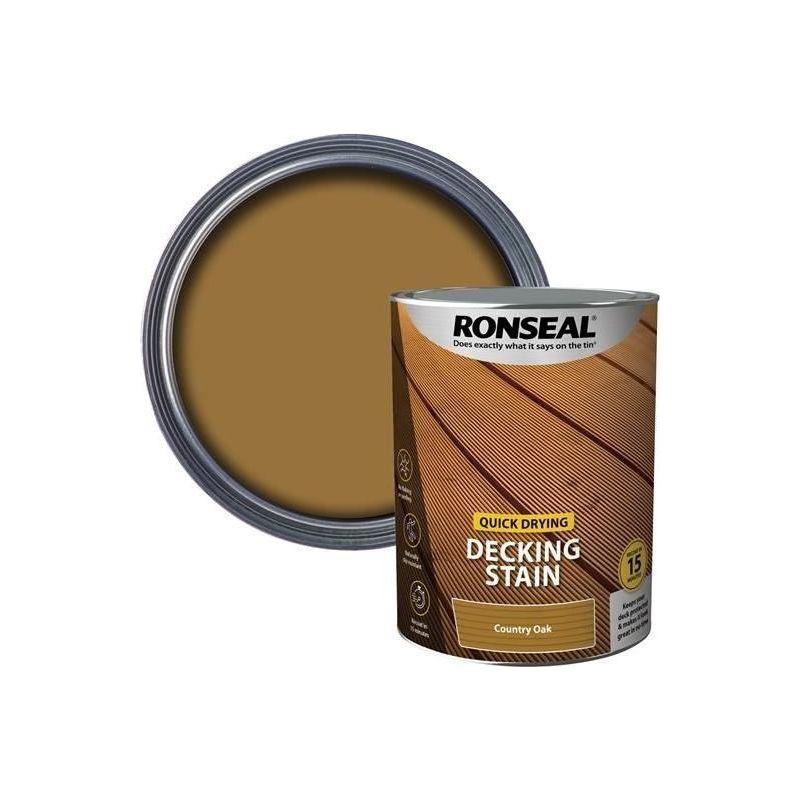 Ronseal Quick Drying Decking Stain Country Oak 5 litre Ronseal - RockBottom Nothampton