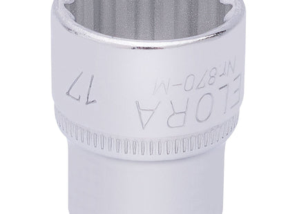 Draper Elora Bi-Hexagon Socket, 3/8" Sq. Dr., 17mm 25937 Draper - Town Tools 