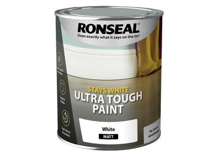 Ronseal Stays White Ultra Tough Paint Matt White 750ml Ronseal - RockBottom Nothampton