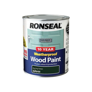 Ronseal 10 Year Weatherproof Wood Paint Racing Green Gloss 750ml Ronseal - RockBottom Nothampton