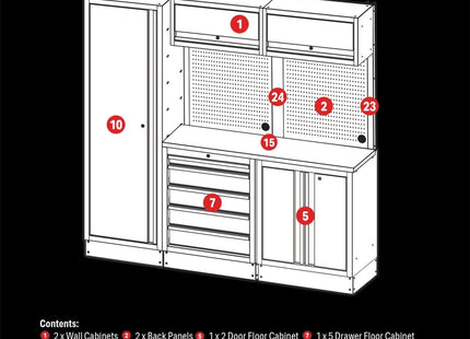 Draper BUNKER Modular Storage Combo with Hardwood Worktop (11 Piece) 04488 Draper - Town Tools 