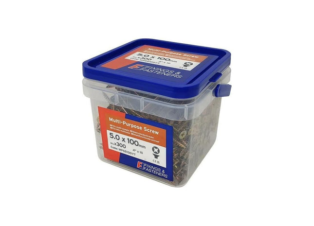 Forgefix Multi-Purpose Pozi Compatible Screw CSK ST ZYP 5.0 x 100mm Tub 300 ForgeFix - RockBottom Northampton