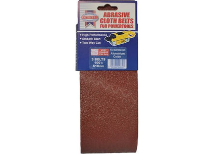 Faithfull Cloth Sanding Belt 610 x 100mm 60G (Pack 3) Faithfull - RockBottom Northampton