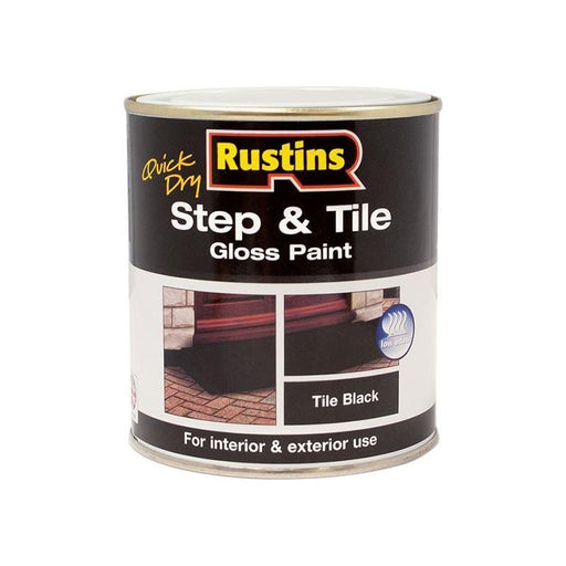 Rustins Quick Dry Step & Tile Paint Gloss Black 500ml Rustins - RockBottom Nothampton