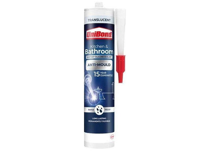 Unibond Healthy Kitchen & Bathroom Anti Mould Sealant Translucent Cartridge 274g UniBond - RockBottom Northampton