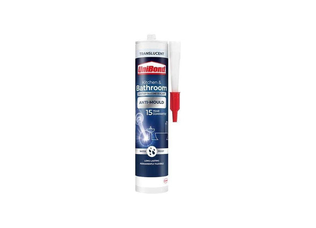 Unibond Healthy Kitchen & Bathroom Anti Mould Sealant Translucent Cartridge 274g UniBond - RockBottom Northampton