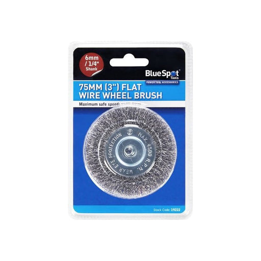 Bluespot Tools Flat Steel Wire Wheel Brush 75mm x 6mm Arbor BlueSpot Tools - RockBottom Northampton