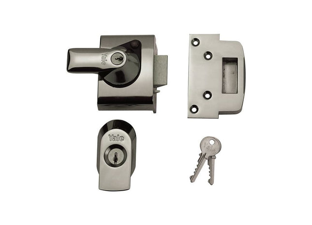 Yale Locks BS2 Nightlatch British Standard Lock 40mm Backset Chrome Finish Visi Yale Locks - RockBottom Northampton