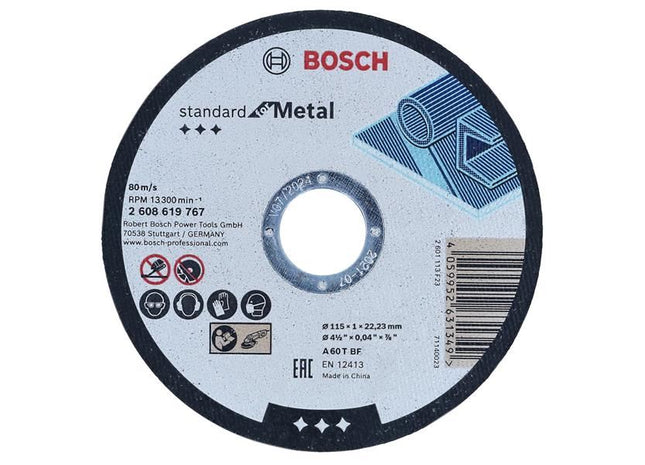 Bosch Powertool Accessories Standard for Metal Cutting Disc 115 x 1.0 x 22.23mm Bosch Powertool Accessories - RockBottom Northampton