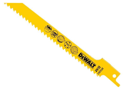 Dewalt Power Tools Bi-Metal Reciprocating Blade for Wood, Fine Fast Cuts 152mm x 6 TPI (Pack 5) DeWALT Power Tools - RockBottom Northampton