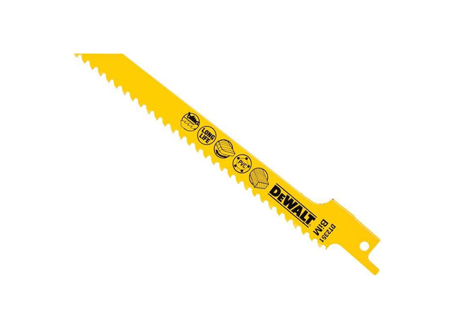 Dewalt Power Tools Bi-Metal Reciprocating Blade for Wood, Fine Fast Cuts 152mm x 6 TPI (Pack 5) DeWALT Power Tools - RockBottom Northampton