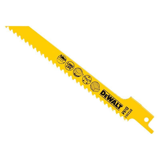 Dewalt Power Tools Bi-Metal Reciprocating Blade for Wood, Fine Fast Cuts 152mm x 6 TPI (Pack 5) DeWALT Power Tools - RockBottom Northampton