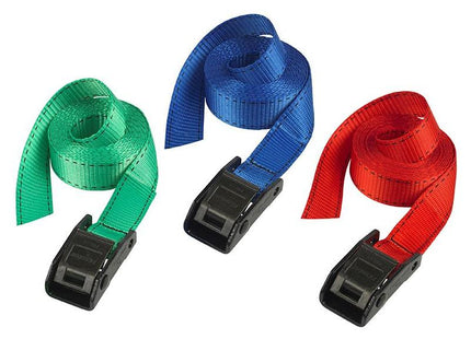 Master Lock Lashing Strap with Metal Buckle, Coloured 2.5m 150kg (Pack 2) Master Lock - RockBottom Northampton
