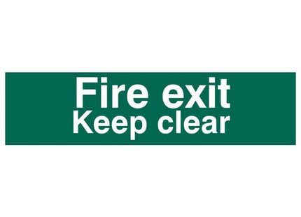 Scan Fire Exit Keep Clear Text Only - PVC Sign 200 x 50mm Scan - RockBottom Nothampton