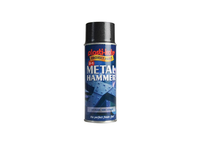 Plastikote Metal Paint Hammer Spray Black 400ml PlastiKote - RockBottom Nothampton