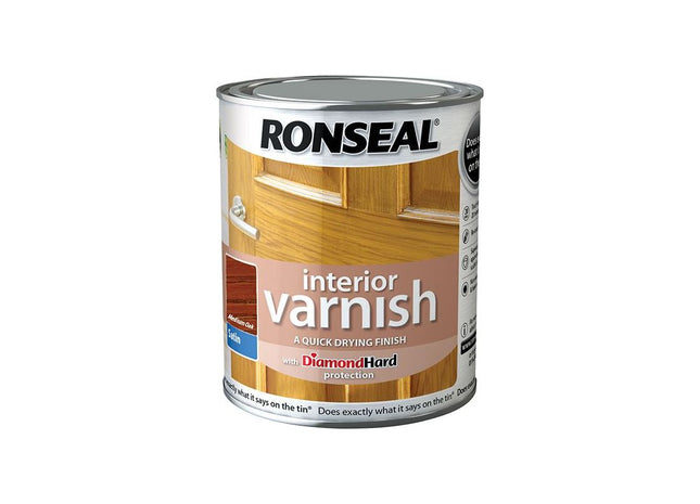 Ronseal Interior Varnish Quick Dry Satin Medium Oak 750ml Ronseal - RockBottom Nothampton