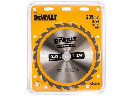 Dewalt Power Tools Portable Construction Circular Saw Blade 235 x 30mm x 24T DeWALT Power Tools - RockBottom Northampton