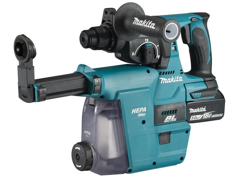 Makita DHR242RTJW SDS Plus BL Hammer Drill + Extractor 18V 2 x 5.0Ah Li-ion Makita - RockBottom Northampton 