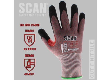 Scan Nitrile Palm Cut F Gloves - XL (Size 10) Scan - RockBottom Nothampton