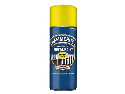 Hammerite Direct to Rust Smooth Finish Aerosol Yellow 400ml Hammerite - RockBottom Northampton