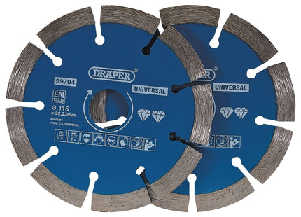 Draper Segmented Diamond Blade, 115mm (Pack of 2) 99794 Draper - Town Tools 