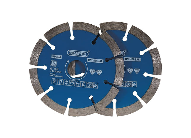 Draper Segmented Diamond Blade, 115mm (Pack of 2) 99794 Draper - Town Tools 