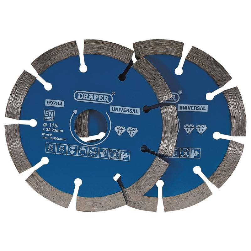 Draper Segmented Diamond Blade, 115mm (Pack of 2) 99794 Draper - Town Tools 