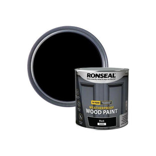 Ronseal 10 Year Weatherproof Wood Paint Black Gloss 2.5 litre Ronseal - RockBottom Nothampton