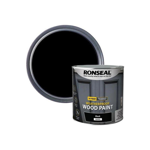 Ronseal 10 Year Weatherproof Wood Paint Black Gloss 2.5 litre Ronseal - RockBottom Nothampton