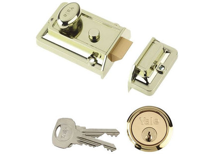 Yale Locks P77 Traditional Nightlatch 60mm Backset Brasslux Finish Box Yale Locks - RockBottom Northampton
